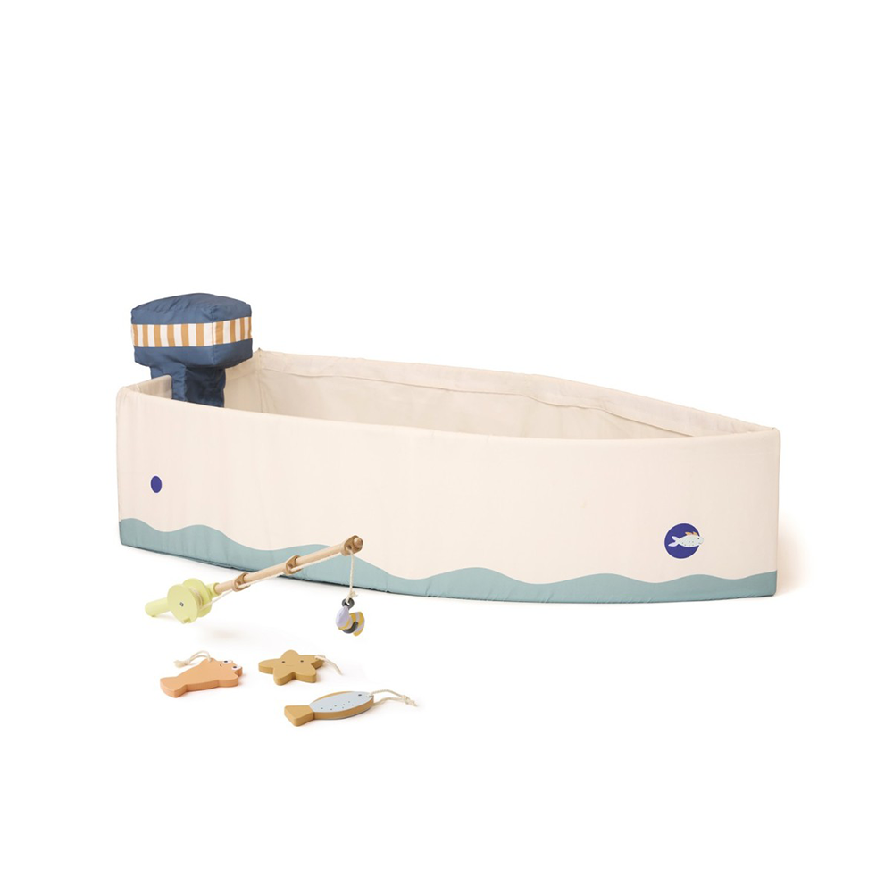 Kids Concept Fischerboot aus Stoff mit Angelset