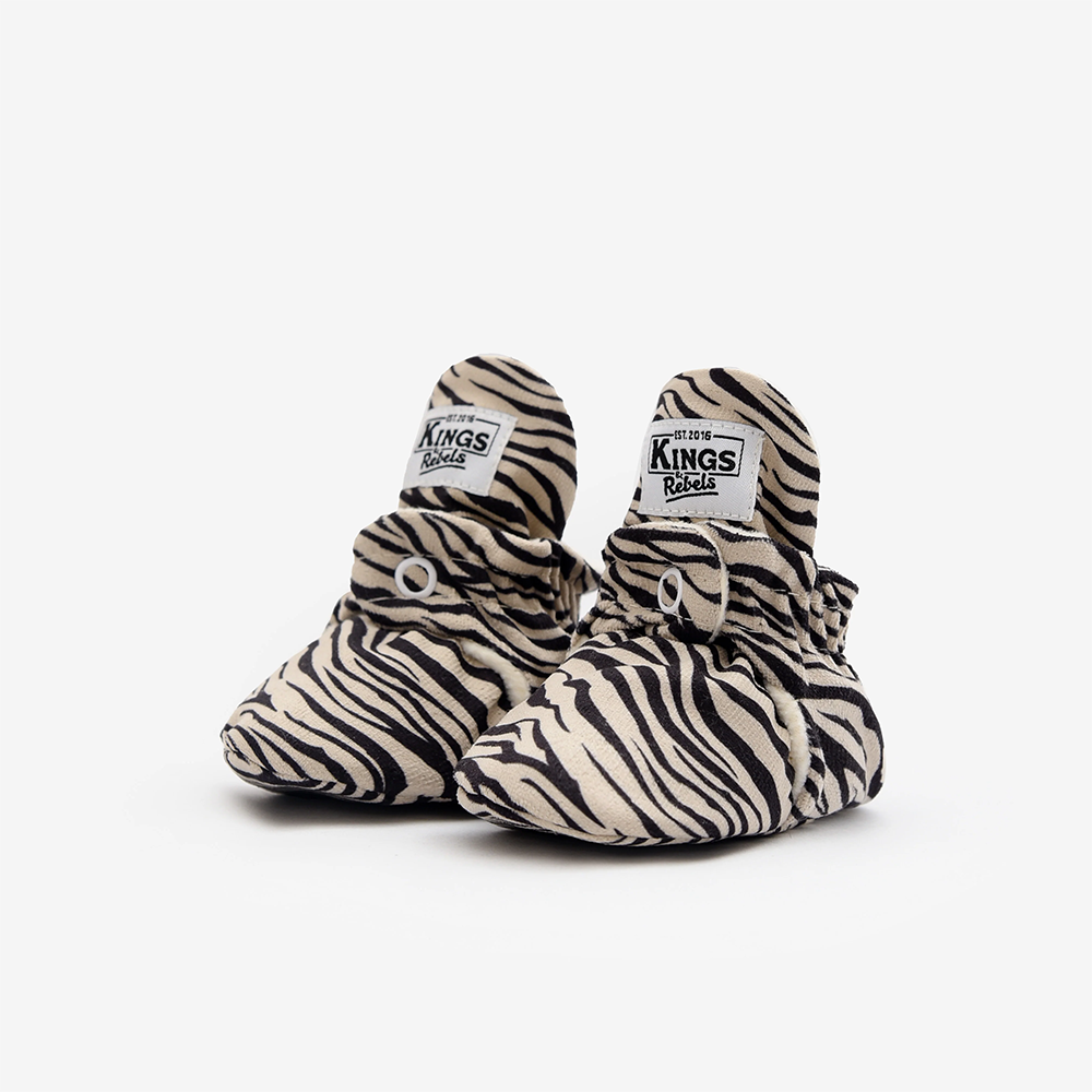 Kings &amp; Rebels Baby Booties &#39;Gamuza&#39; Zebra