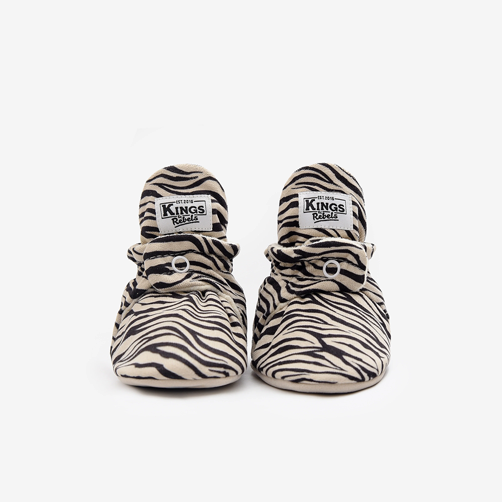 Kings &amp; Rebels Baby Booties &#39;Gamuza&#39; Zebra