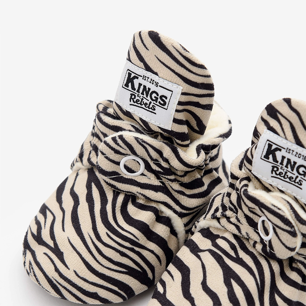 Kings &amp; Rebels Baby Booties &#39;Gamuza&#39; Zebra