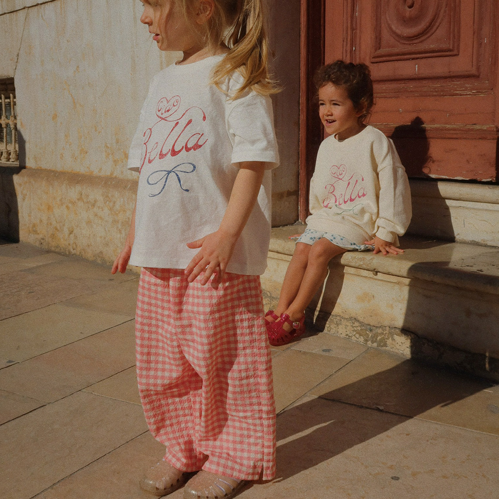 Konges Sløjd Seersucker-Hose &#39;RHW X KS&#39; Bella Peach Blossom Check
