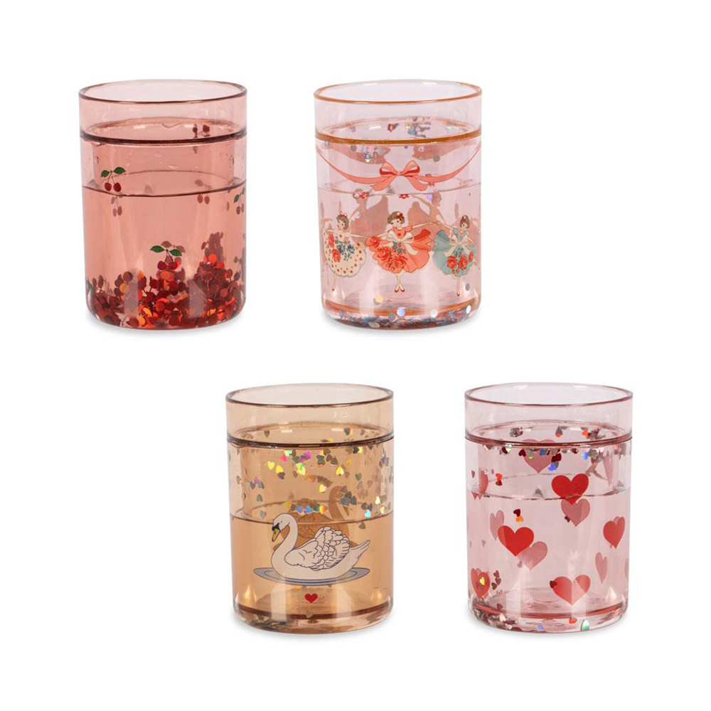 Konges Sløjd  4er Set Glitzer Becher Rose Multi