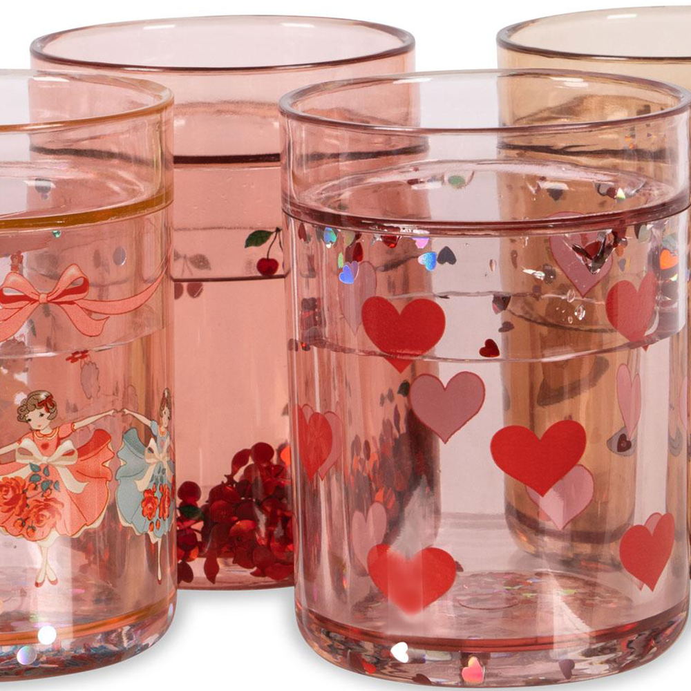 Konges Sløjd  4er Set Glitzer Becher Rose Multi