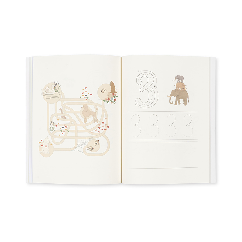 Aufgeschlagene Seite mit Kinderrätseln aus dem Konges Slojd Mal- und Rätselbuch.