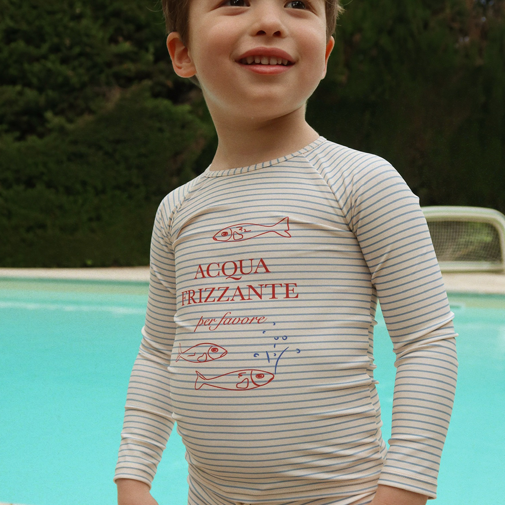 T-shirt de bain UV à manches longues Konges Sløjd 'Aster' rayé bleu