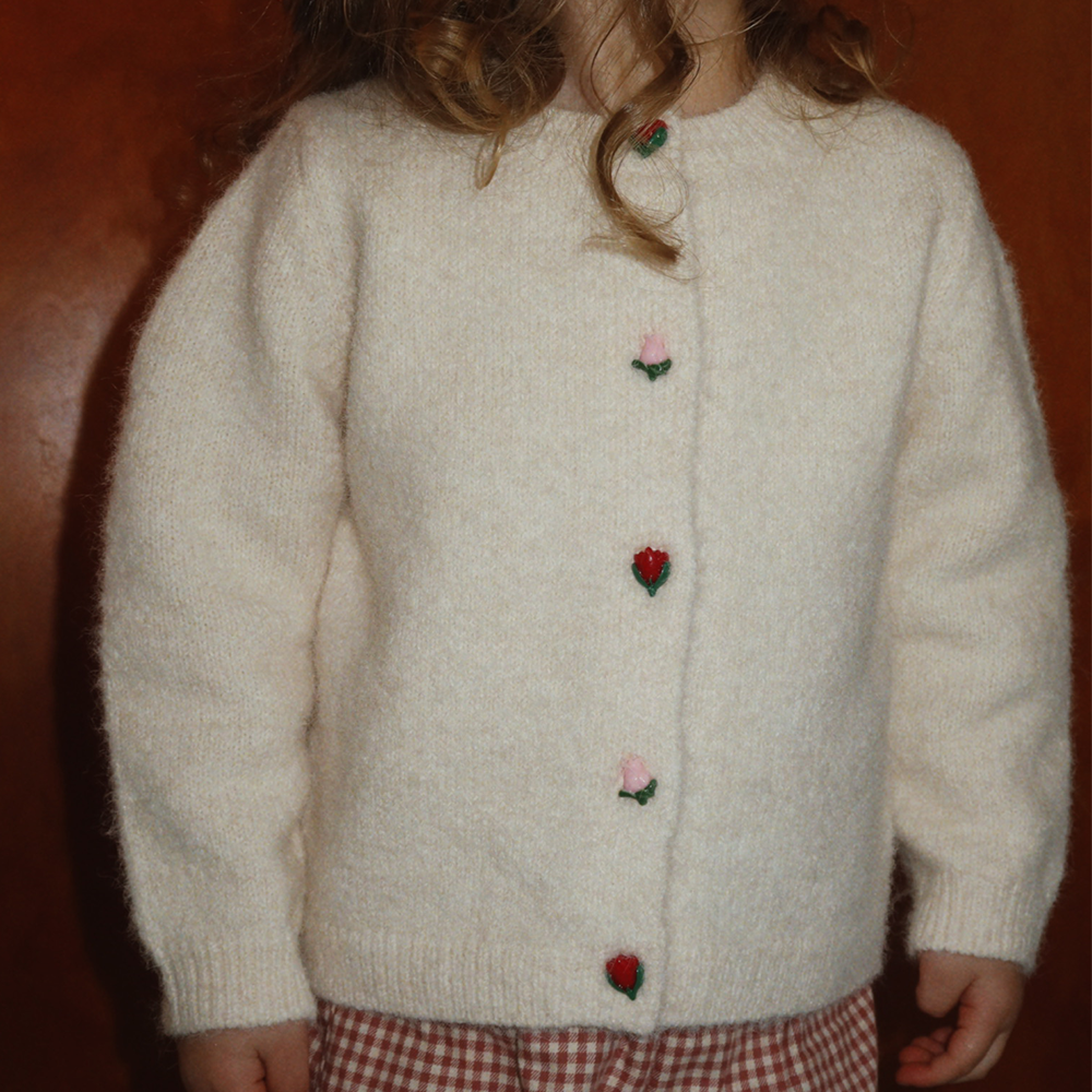 Konges Sløjd Gilet tricoté 'Fleuri' Buttercream
