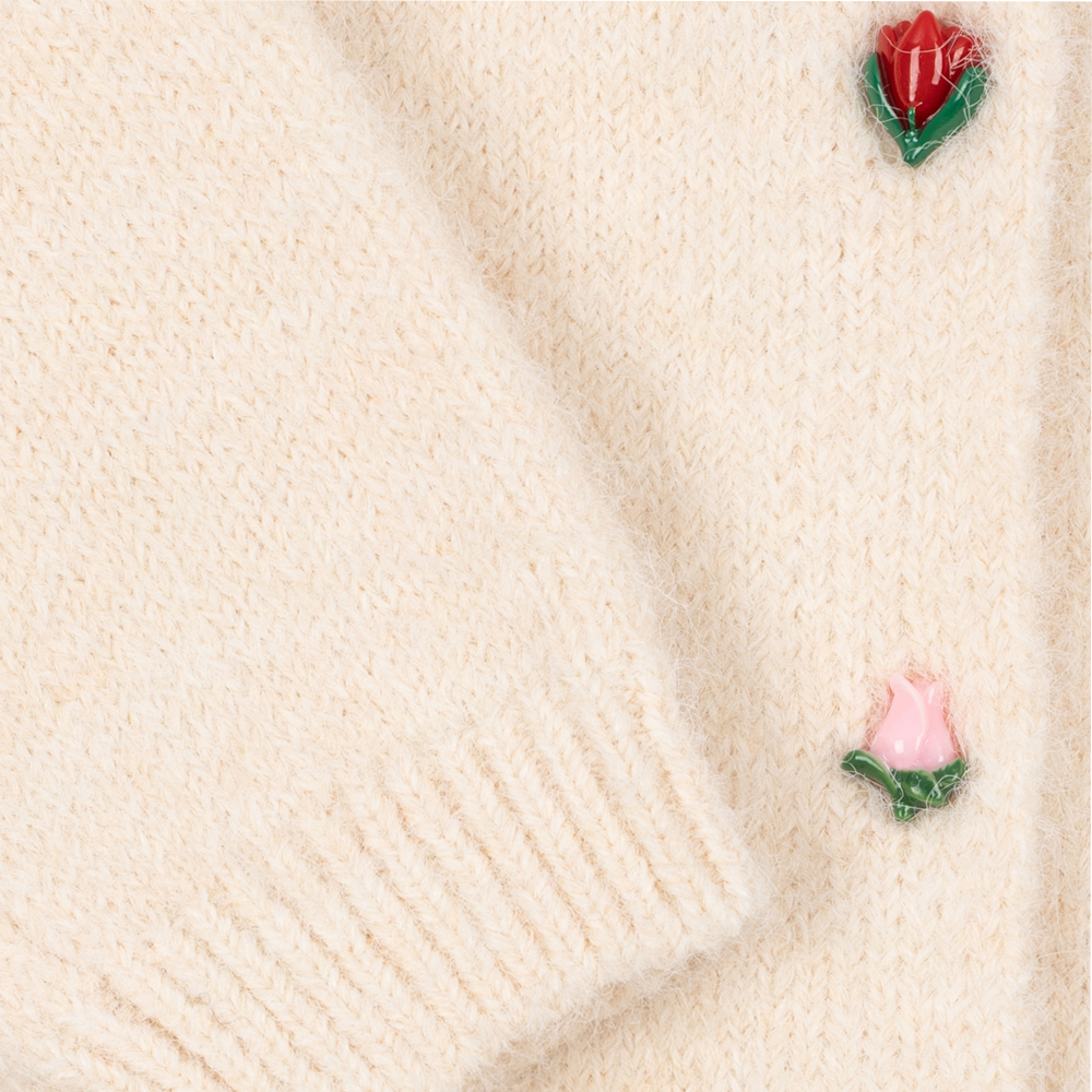 Konges Sløjd Gilet tricoté 'Fleuri' Buttercream