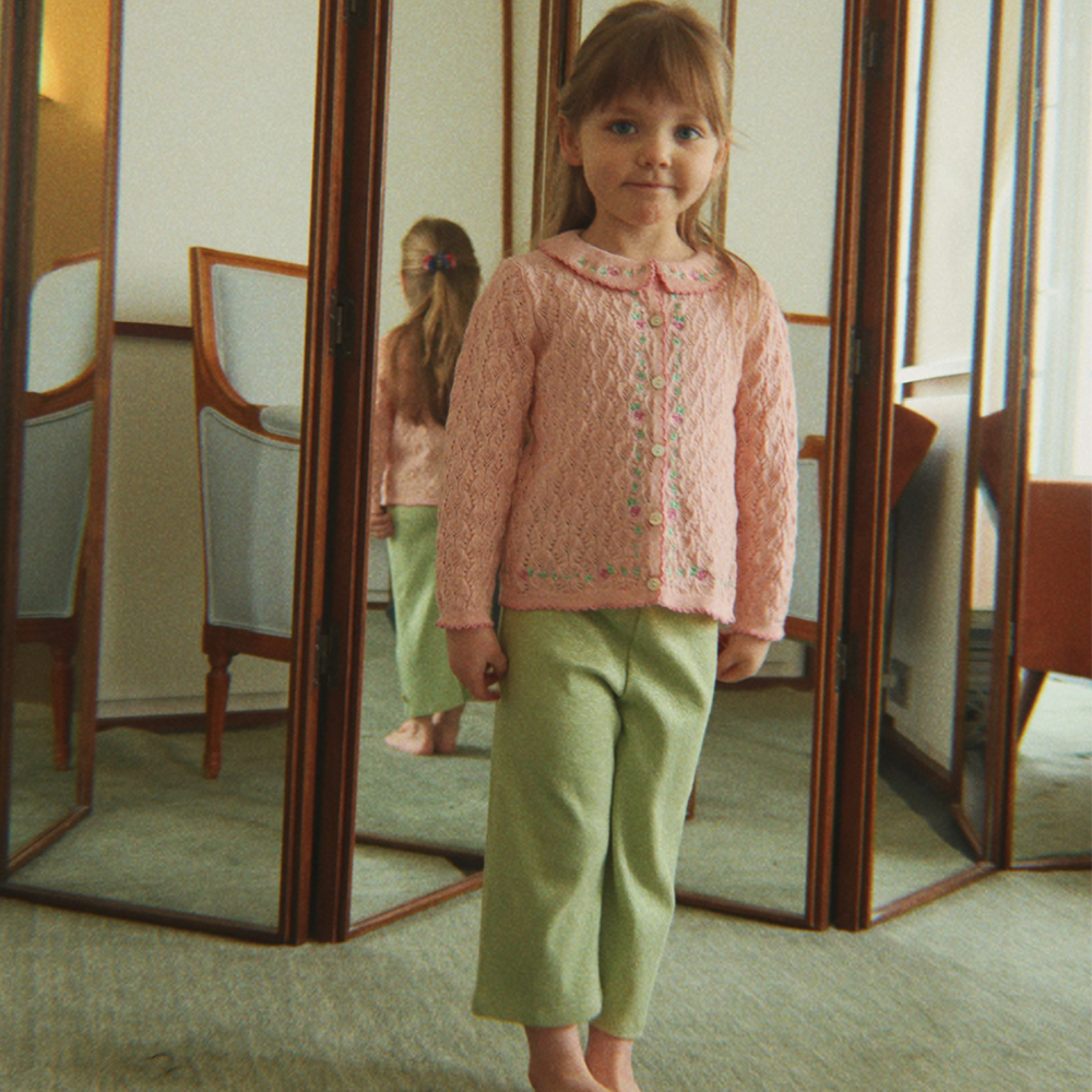 Konges Sløjd Knitted Cardigan with Collar 'Rosier' Light Rose