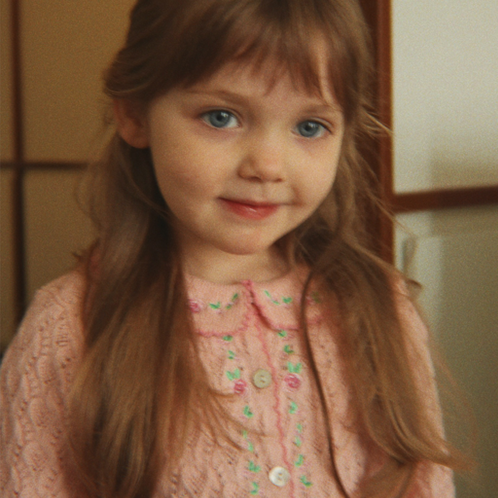 Konges Sløjd Knitted Cardigan with Collar 'Rosier' Light Rose