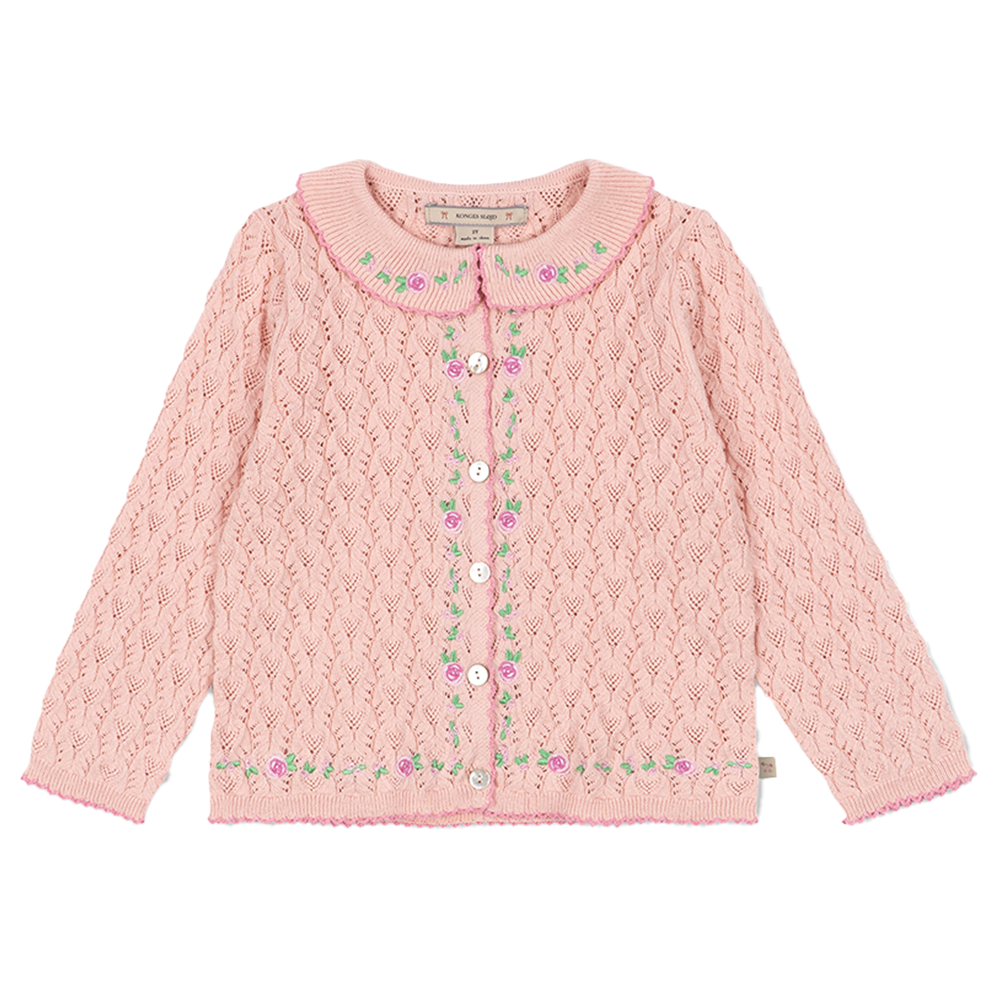 Konges Sløjd Knitted Cardigan with Collar 'Rosier' Light Rose