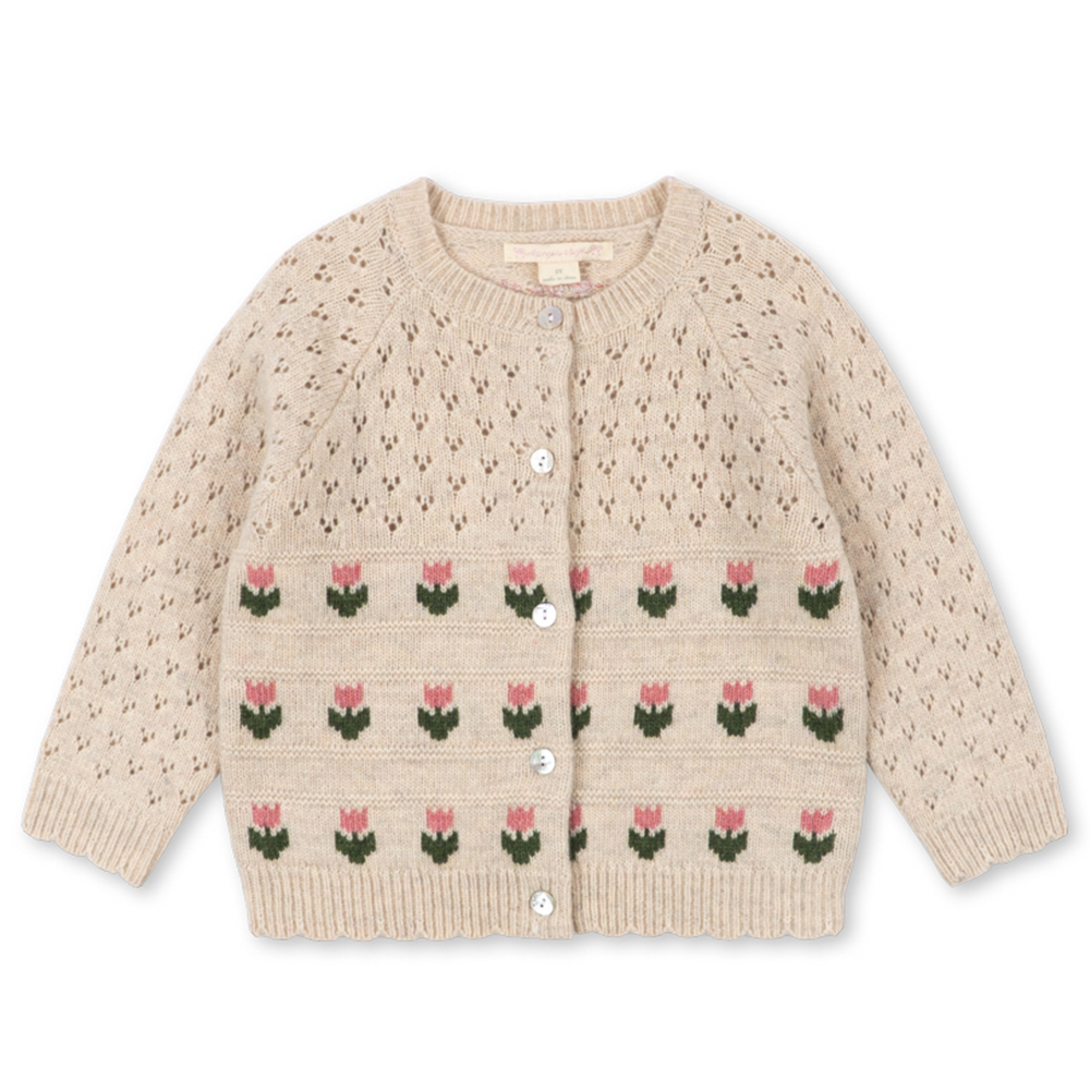 Konges Sløjd Knitted Cardigan 'Belle' Cream and Tulips
