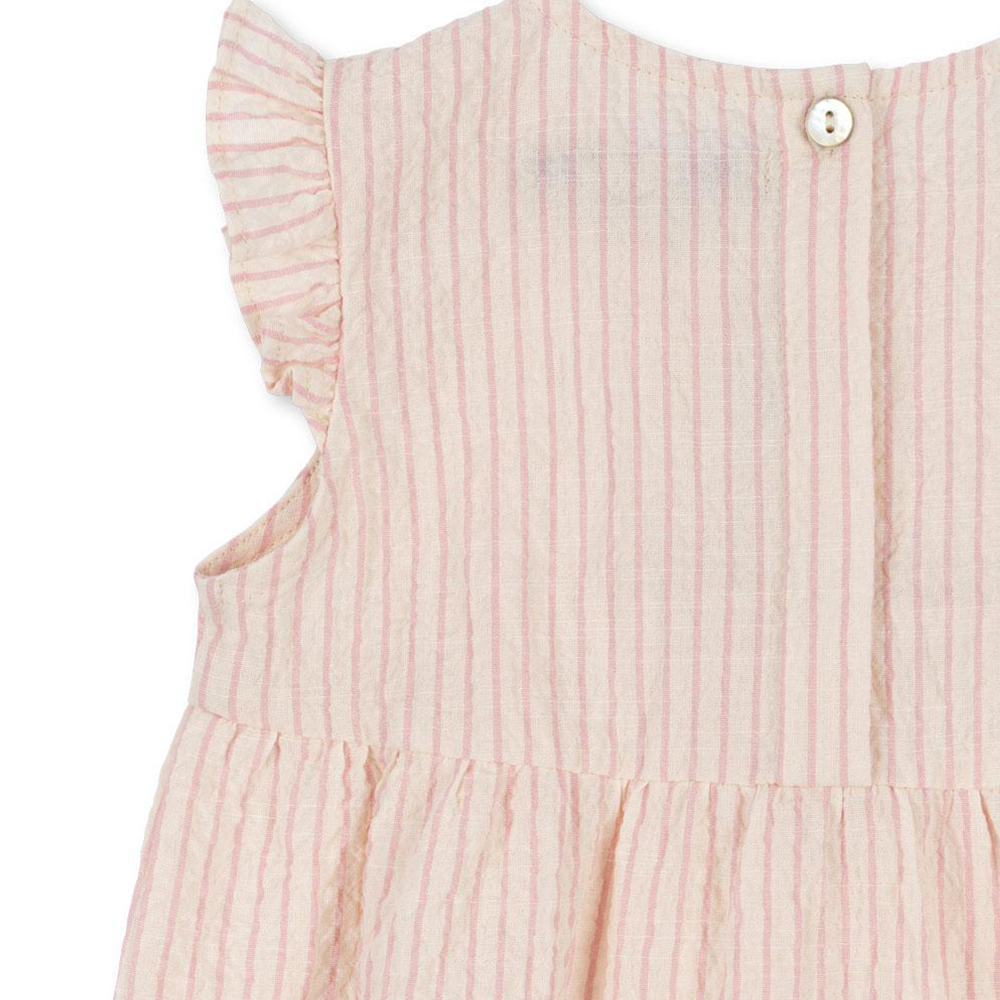Konges Sløjd Seersucker Strampler &#39;Ellie&#39; Peony Stripe