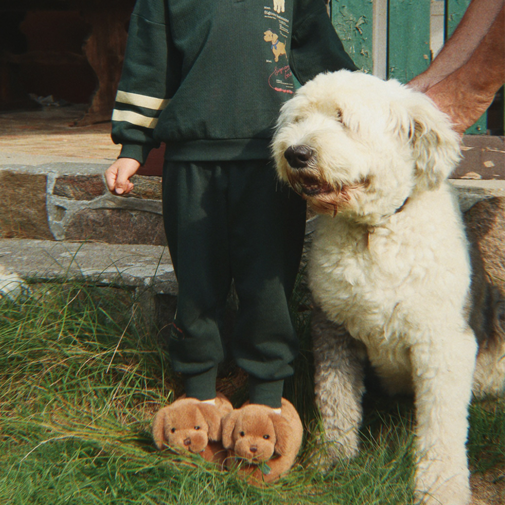 Konges Sløjd Hausschuhe/Finken 'Sausage Dog' Chicory Coffee