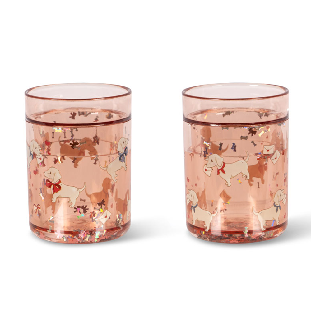 Konges Sløjd  2er Set Glitzer-Becher 'Woof' Letter Rose