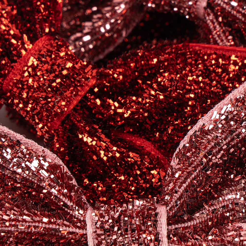 Konges Sløjd Haarclips 'Micki Bow' Red Glitter/Rose Glitter