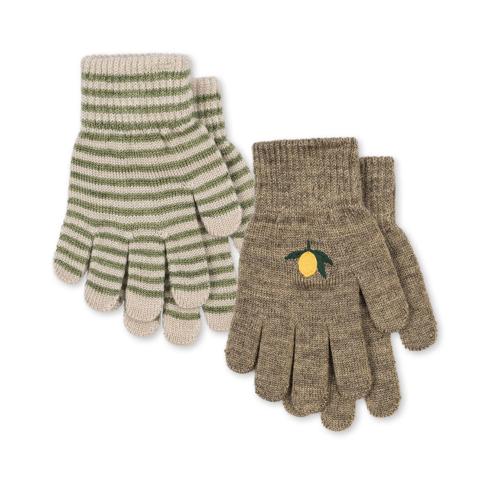 Konges Sløjd  Fingerhandschuhe &#39;Filla&#39; 2er Set Lemon/Stripe