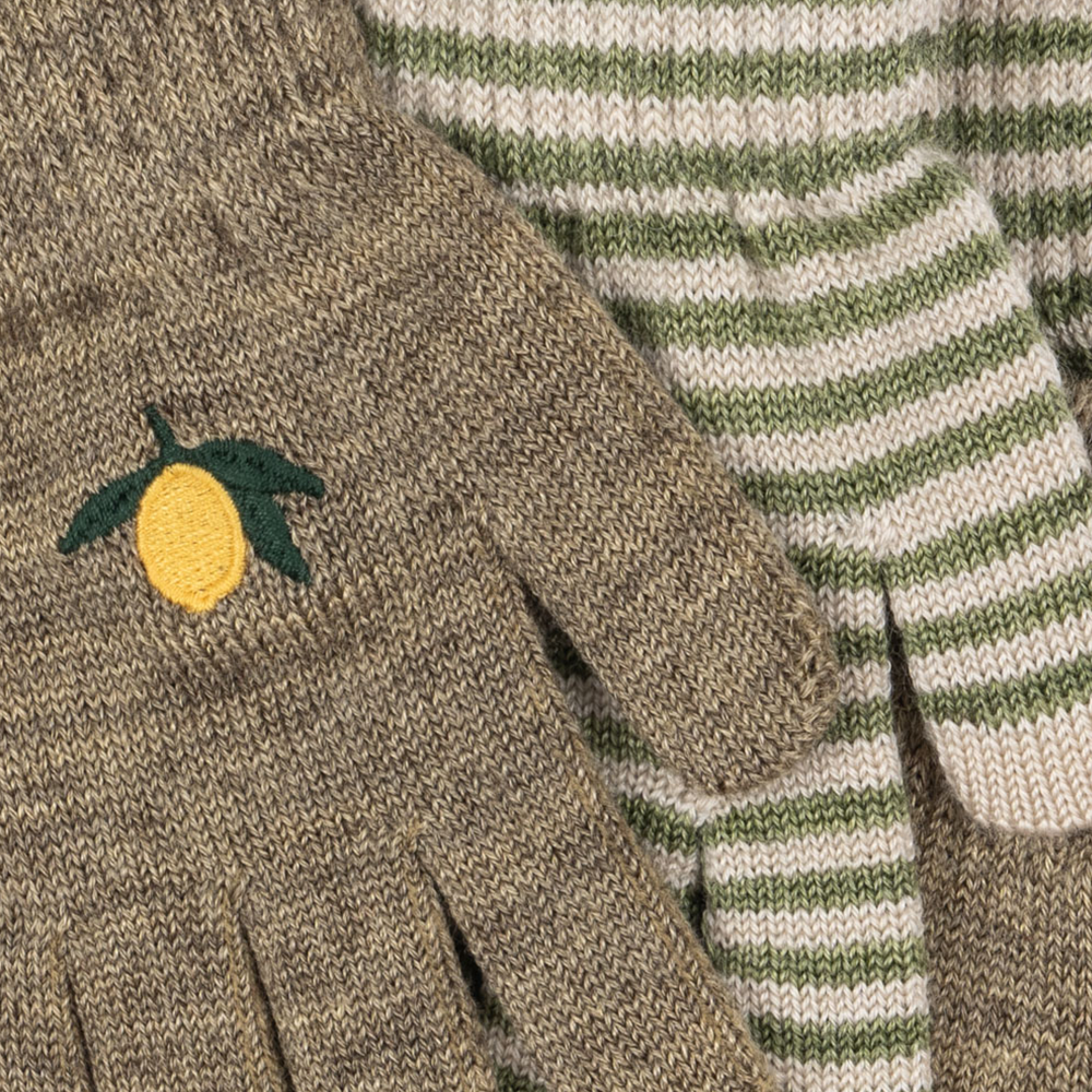 Konges Sløjd  Fingerhandschuhe &#39;Filla&#39; 2er Set Lemon/Stripe