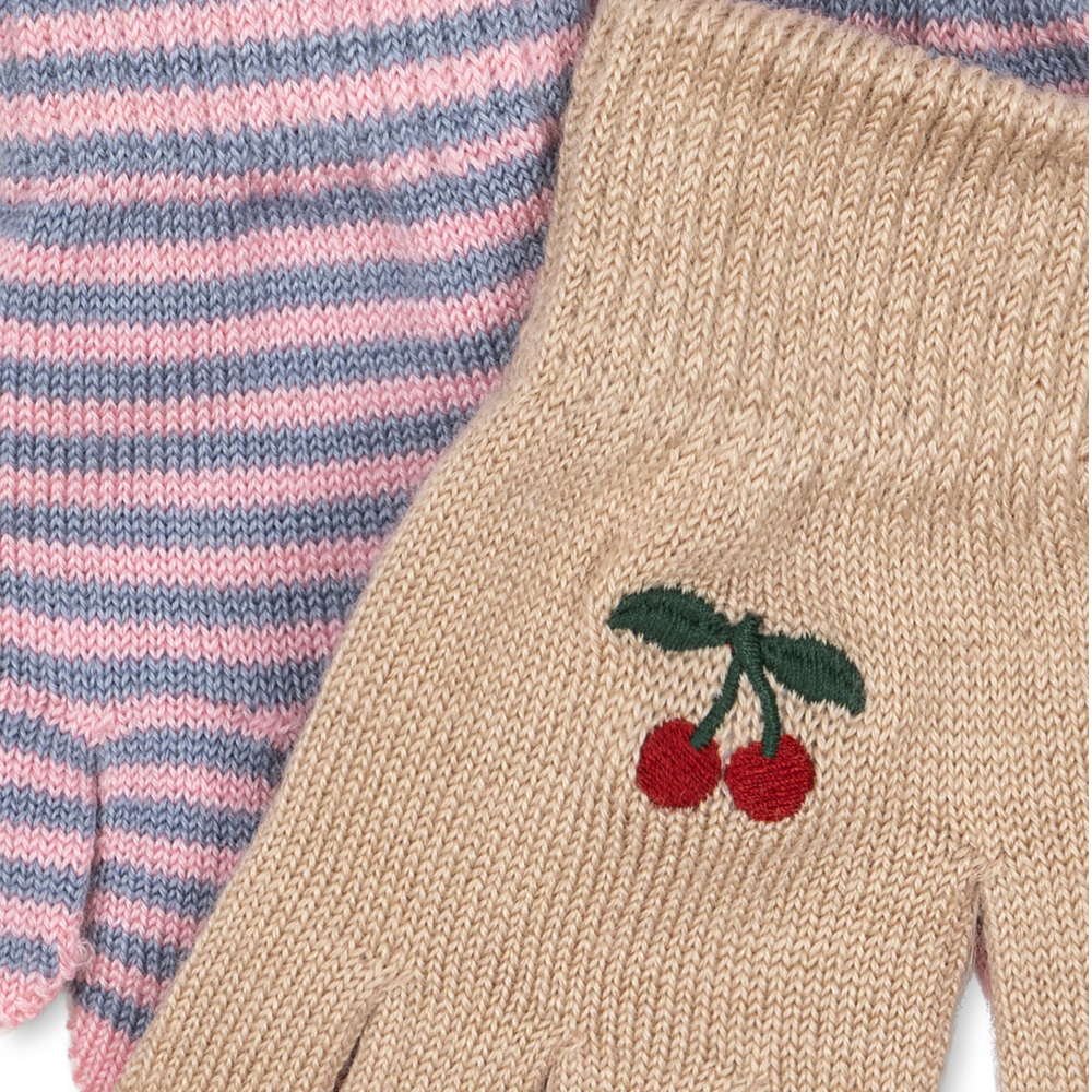 Konges Sløjd  Fingerhandschuhe 'Filla' 2er Set Cherry/Stripe