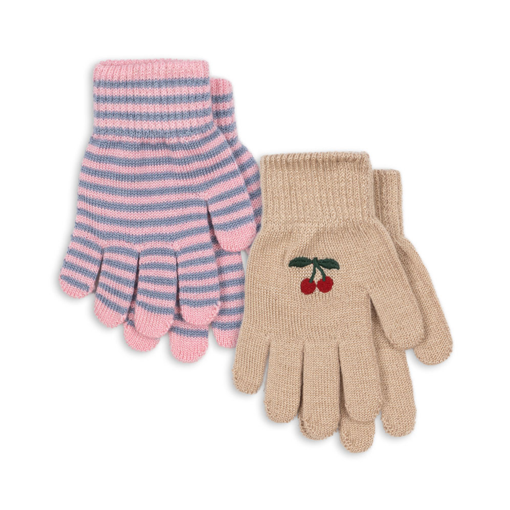 Konges Sløjd  Fingerhandschuhe 'Filla' 2er Set Cherry/Stripe