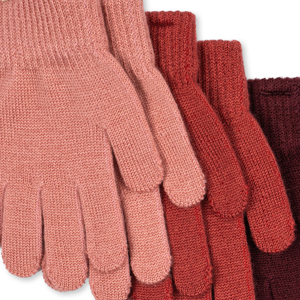 Konges Sløjd Gants de doigt "Filla" lot de 3 Rose Mix