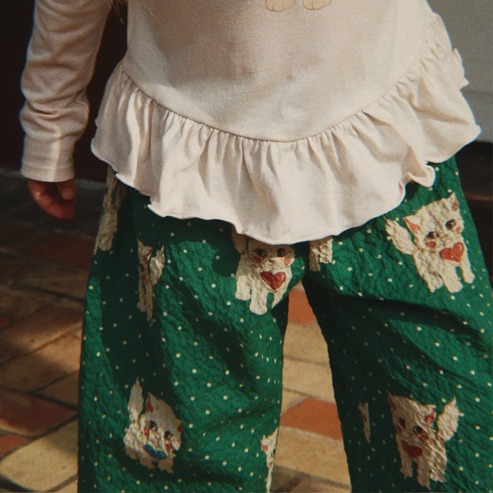 Konges Sløjd Seersucker Hose 'Elin' Dot Miao Verde