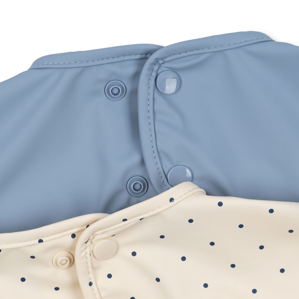Konges Sløjd  Langarm Lätzchen 2er Set Navy Dot/Rain Washed