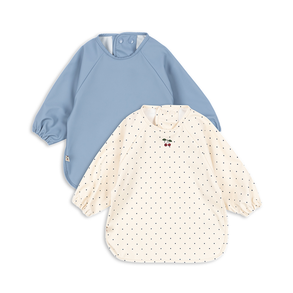 Konges Sløjd  Langarm Lätzchen 2er Set Navy Dot/Rain Washed