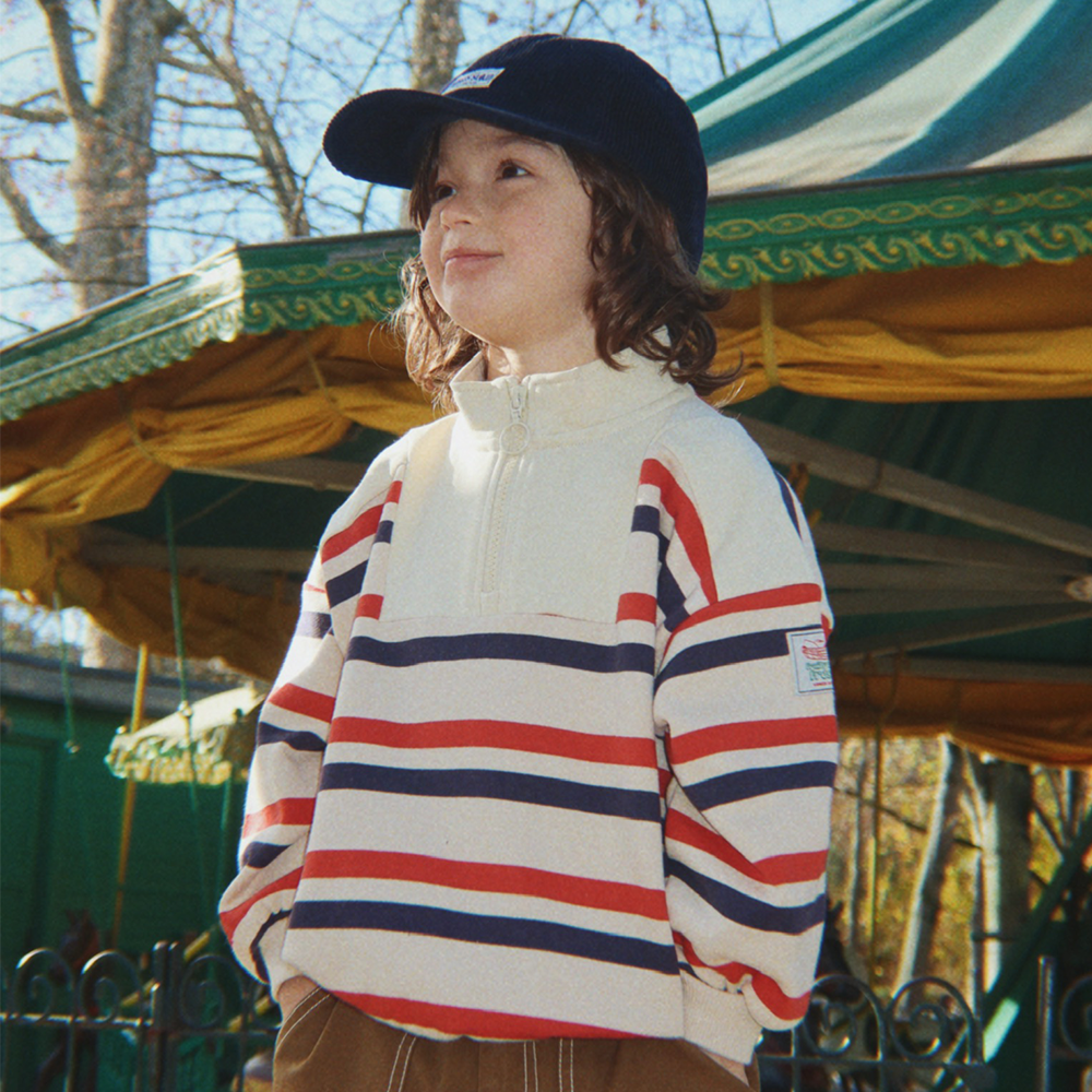 Konges Sløjd Zippered Sweatshirt 'Loupy' Tangerine Stripe