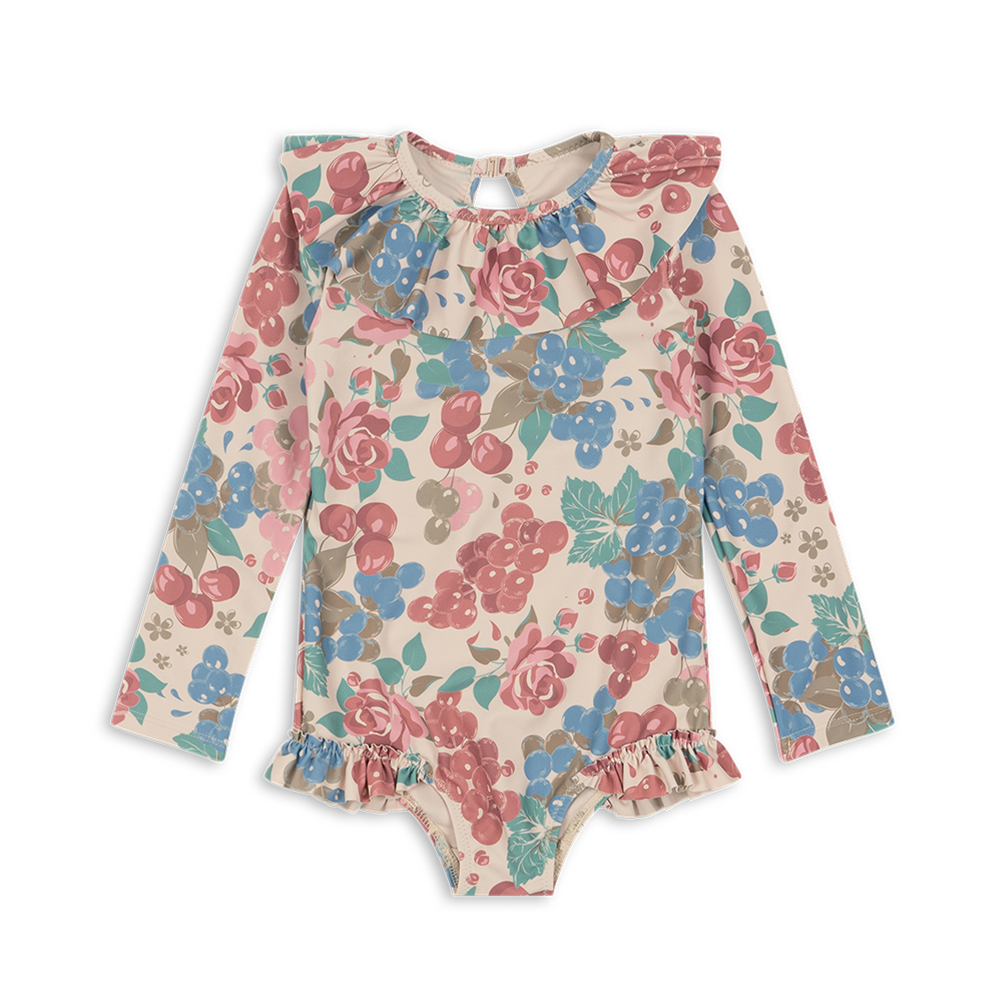 Konges Sløjd UV-Badeanzug 'Manuca Frill' Bloomiegrape