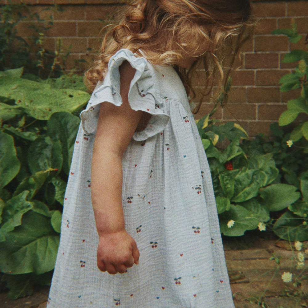 Konges Sløjd Musselin-Sommerkleid 'Coco' Cherry Blue Coeur