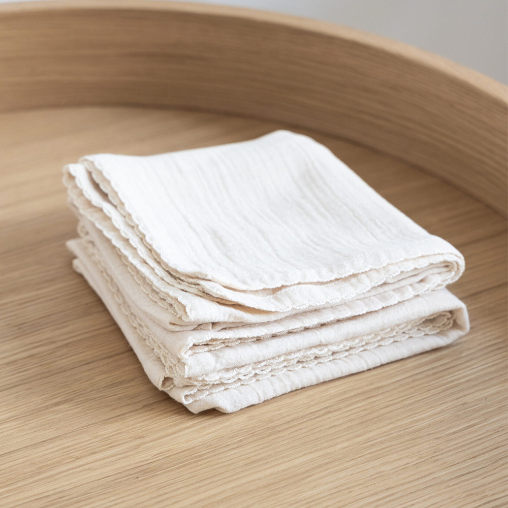 Kas Kopenhagen Musselintücher 2er-Set 'Kai' 65 x 65 cm Cream