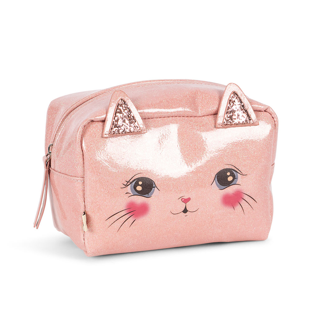 Konges Sløjd Toiletry Bag 'Cat Pouch' Cerise Glitter Pink
