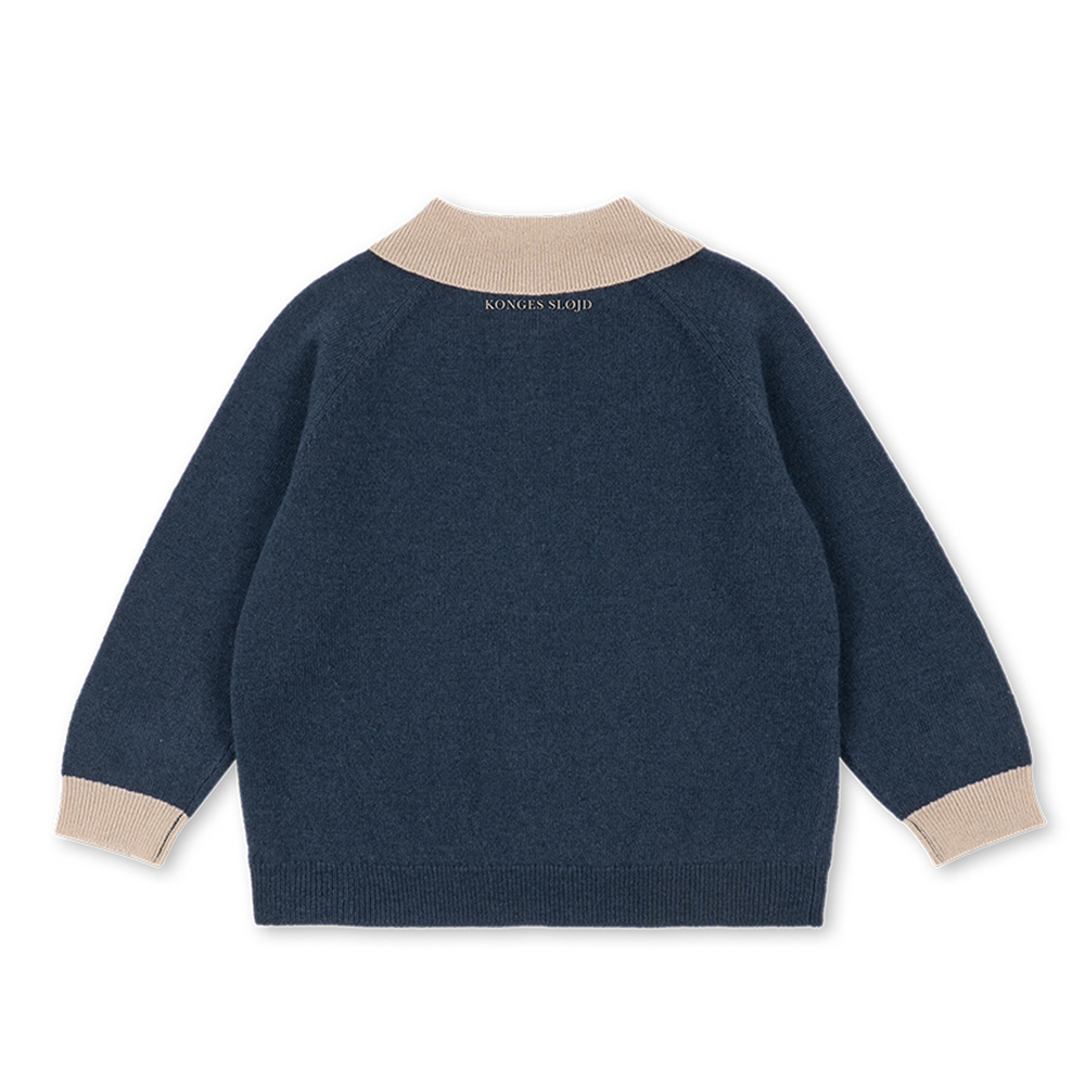 Konges Sløjd Pull Polo en Laine 'Basi' Rayures Bleu Foncé