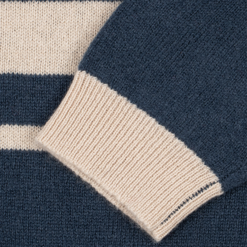 Konges Sløjd Pull Polo en Laine 'Basi' Rayures Bleu Foncé