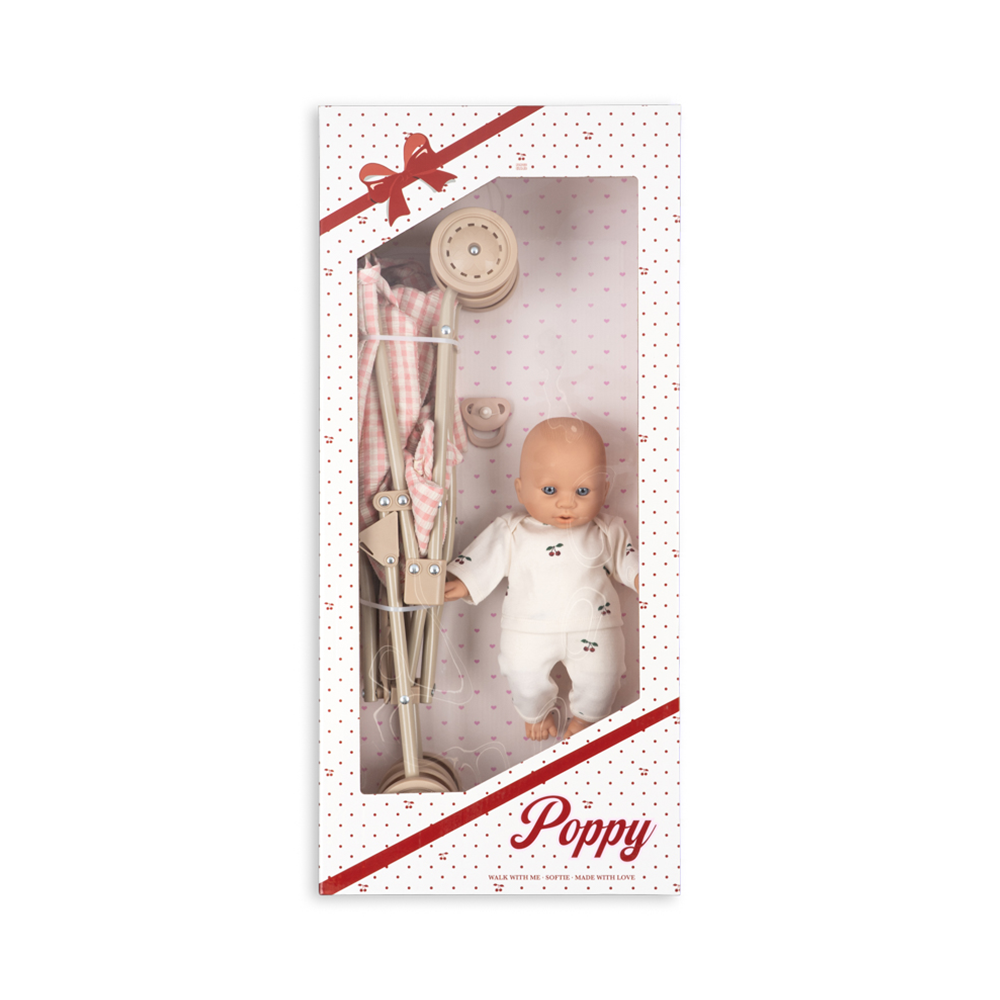 Konges Sløjd  Puppe mit Buggy 'Poppy' Pink Check