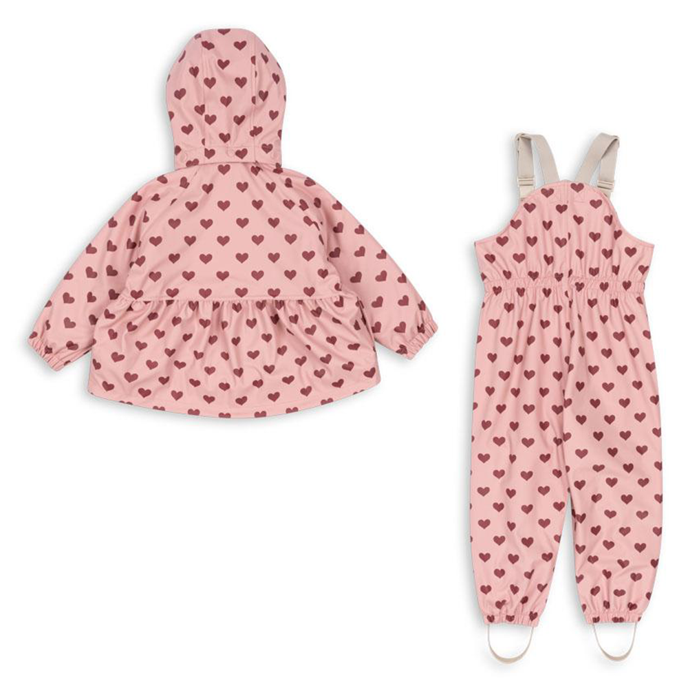 Konges Sløjd  Gefüttertes Regenjacke/-hose Set &#39;Rainy Palme Girl&#39;  Amour Pink