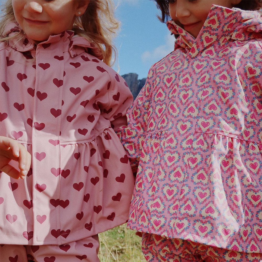 Konges Sløjd  Gefüttertes Regenjacke/-hose Set &#39;Rainy Palme Girl&#39;  Amour Pink