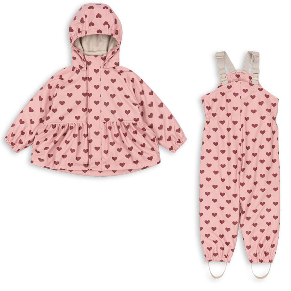 Konges Sløjd  Gefüttertes Regenjacke/-hose Set &#39;Rainy Palme Girl&#39;  Amour Pink