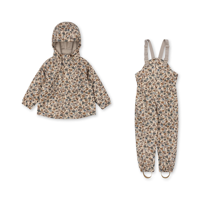 Konges Sløjd  Gefüttertes Regenjacke/-hose Set &#39;Rainy Palme&#39;  Safari