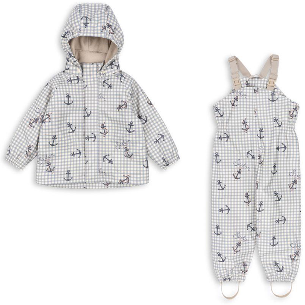 Konges Sløjd  Gefüttertes Regenjacke/-hose Set &#39;Rainy Palme&#39;  Sailor Check
