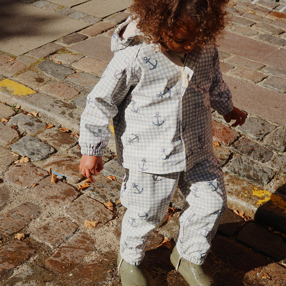 Konges Sløjd  Gefüttertes Regenjacke/-hose Set &#39;Rainy Palme&#39;  Sailor Check