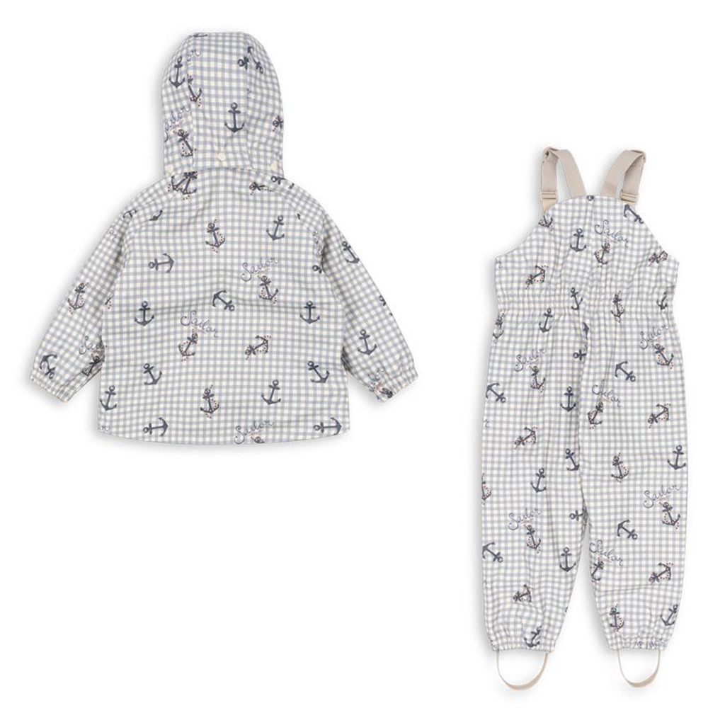Konges Sløjd  Gefüttertes Regenjacke/-hose Set &#39;Rainy Palme&#39;  Sailor Check