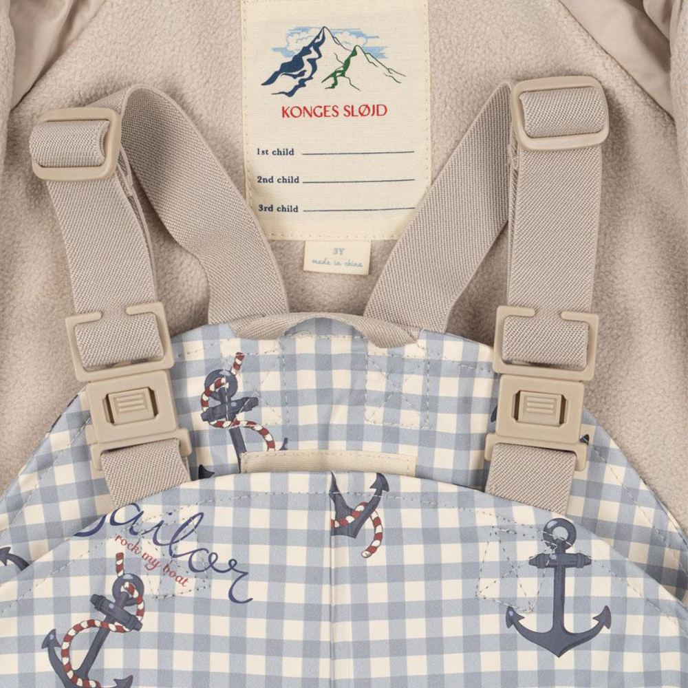 Konges Sløjd  Gefüttertes Regenjacke/-hose Set &#39;Rainy Palme&#39;  Sailor Check