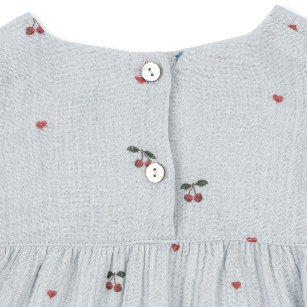 Konges Sløjd Musselin Strampler 'Coco' Cherry Blue Coeur