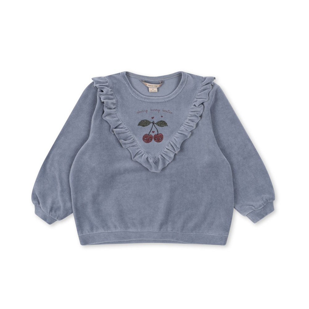 Konges Sløjd Samt-Pullover mit Rüschen 'Wally' Tradewinds - Online MY SNOWFLAKE