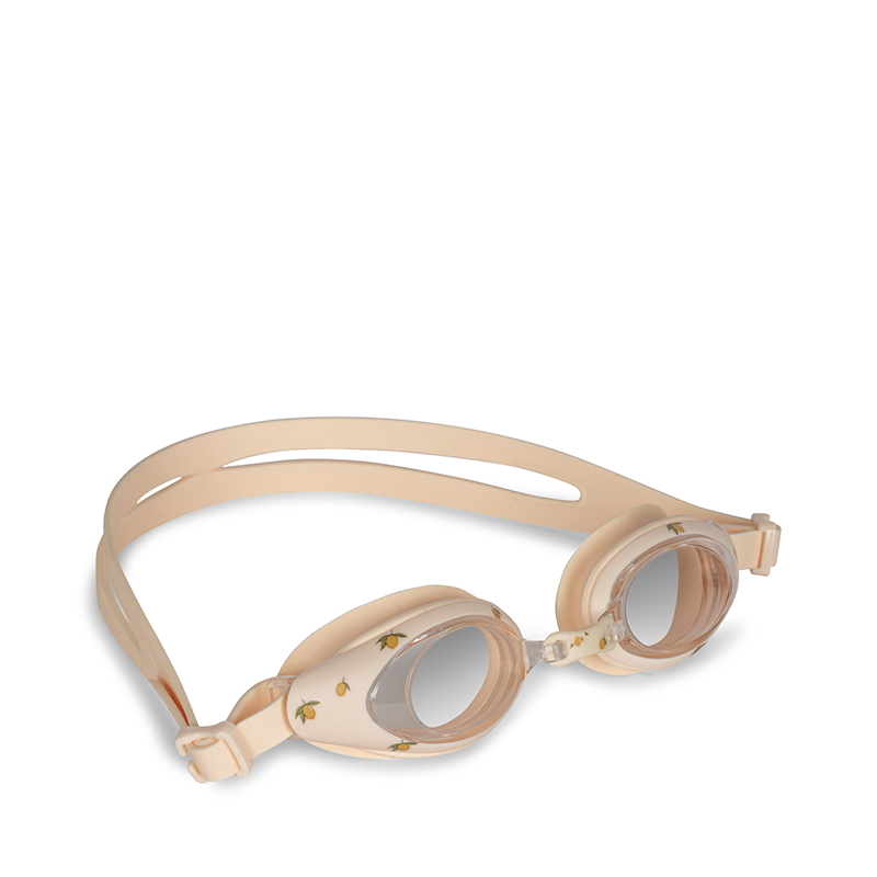 Schwimmbrille für Kinder in Beige mit Zitronenprint von Konges Slojd.