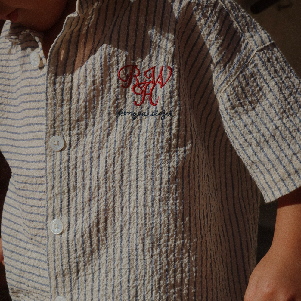 Konges Sløjd Seersucker-Hemd &#39;RHW X KS&#39; Duo Stripe Blue