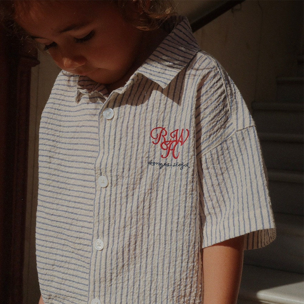 Konges Sløjd Seersucker-Hemd &#39;RHW X KS&#39; Duo Stripe Blue