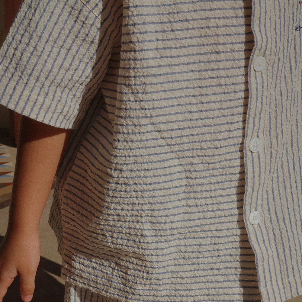 Konges Sløjd Seersucker-Hemd &#39;RHW X KS&#39; Duo Stripe Blue