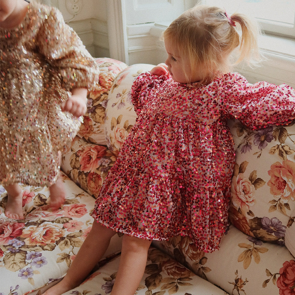 Konges Sløjd Pailletten-Kleid 'Lila Bow' Sparkling Sangria